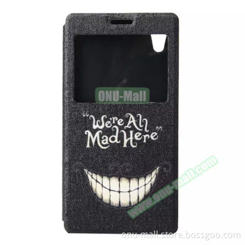 Caller ID Display Window Pattern Wallet Flip Leather Cover Case for Sony Xperia M4 Aqua